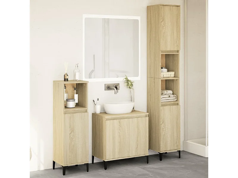 Ensemble de meubles salle de bain 3 pcs chêne sonoma FR16715