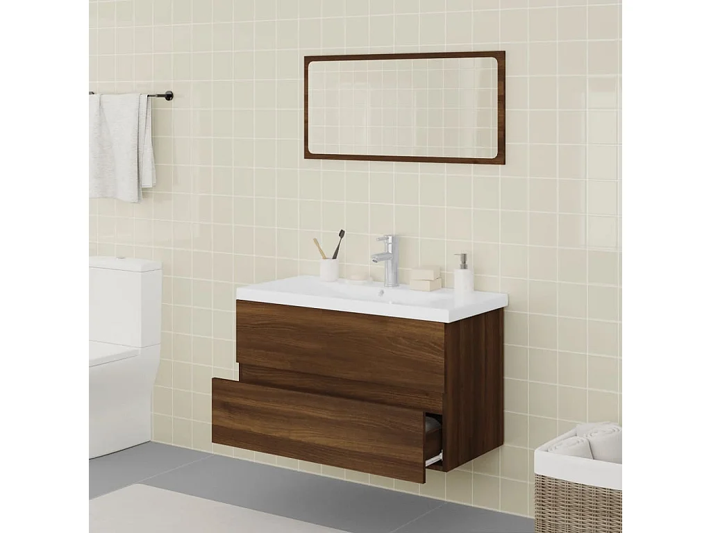 Ensemble de meubles salle de bain Chêne marron Bois d'ingénierie FR63714