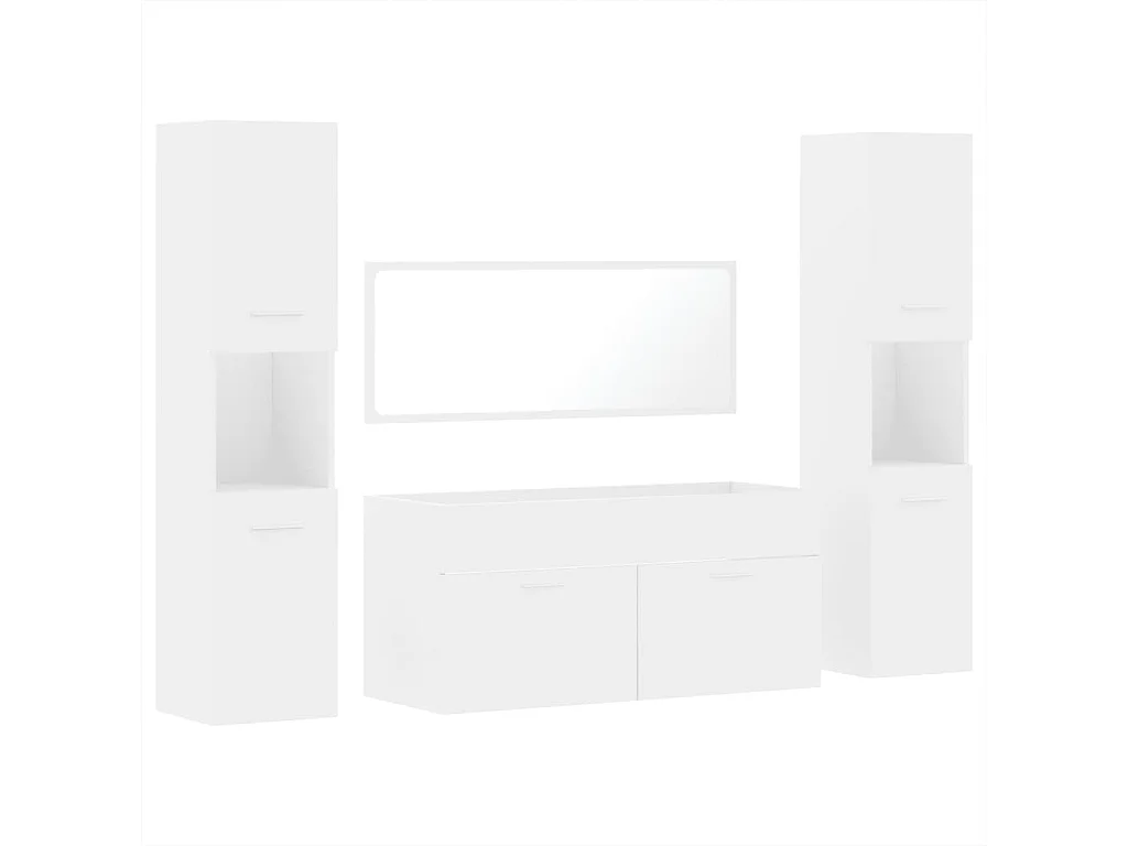 4 pcs conjunto móveis casa de banho derivados de madeira branco PT484057