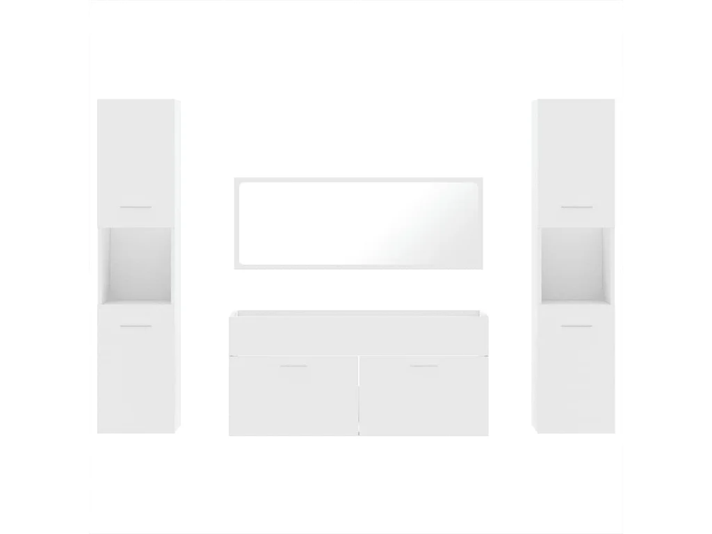 4 pcs conjunto móveis casa de banho derivados de madeira branco PT484057