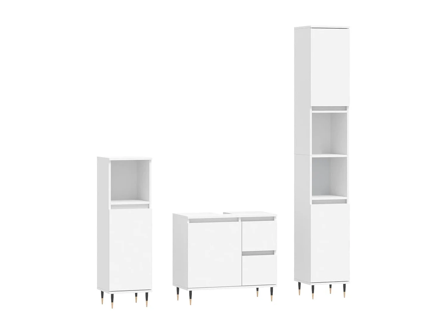 Ensemble de meubles salle de bain 3 pcs blanc bois d'ingénierie FR92973