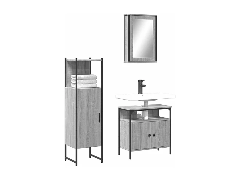 Ensemble de meubles salle de bain 3 pcs Sonoma gris FR50979