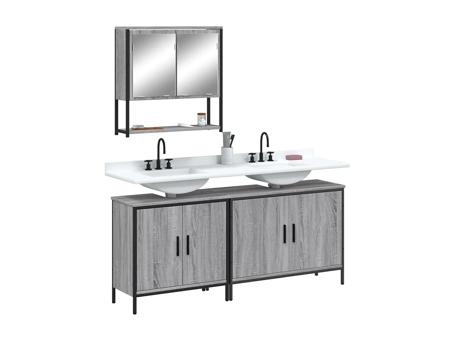 Ensemble de meubles salle de bain 3 pcs Sonoma gris FR78161