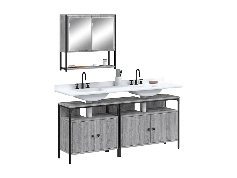 Ensemble de meubles salle de bain 3 pcs Sonoma gris FR75240