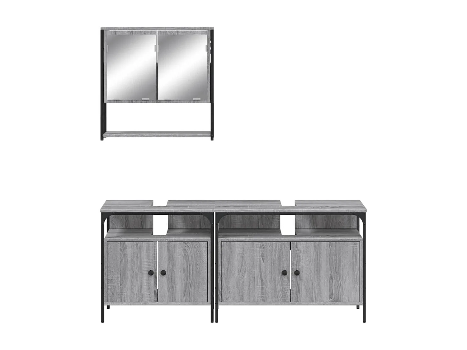 3 pcs Conjunto móveis casa de banho madeira proc. cinza sonoma PT431165