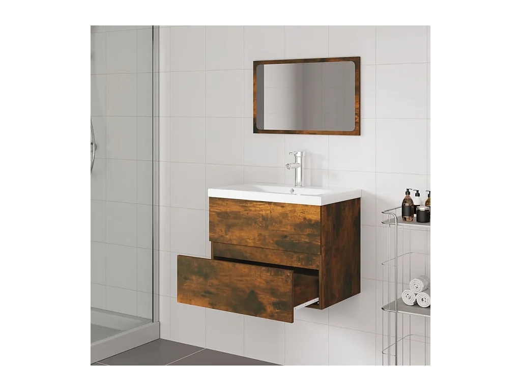 Ensemble de meubles salle de bain Chêne fumé Bois d'ingénierie FR72727