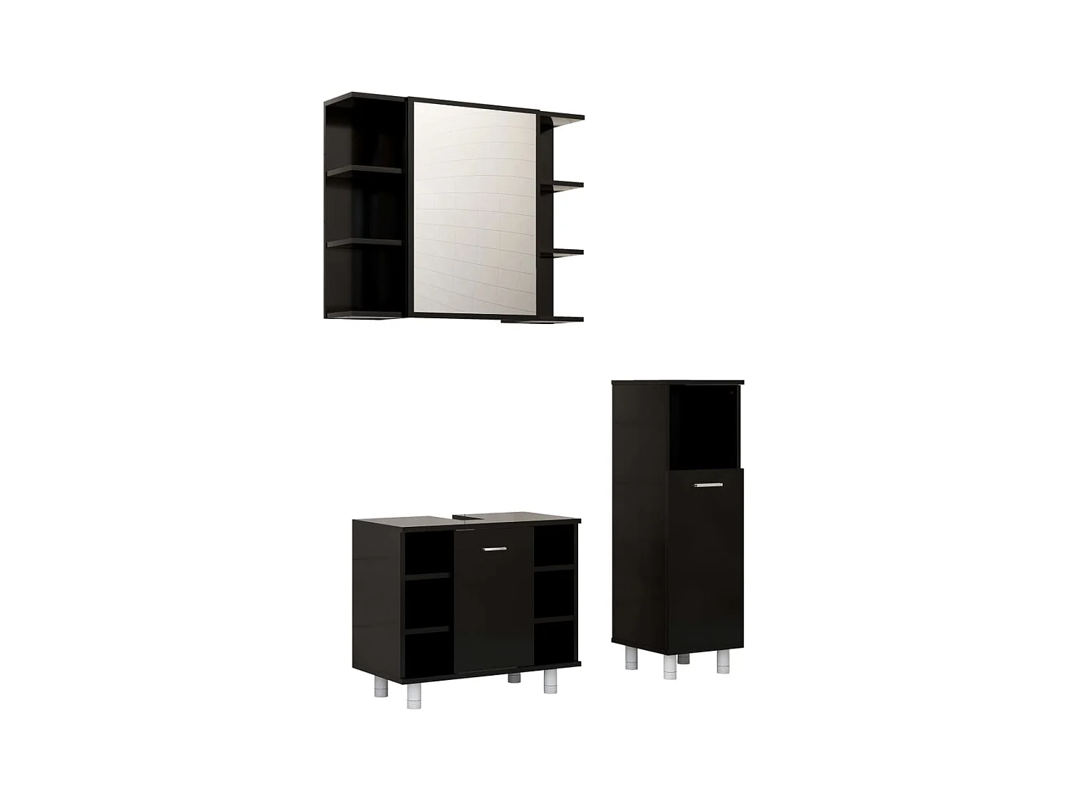 Ensemble de meubles salle de bain 3 pcs Noir Aggloméré FR71389