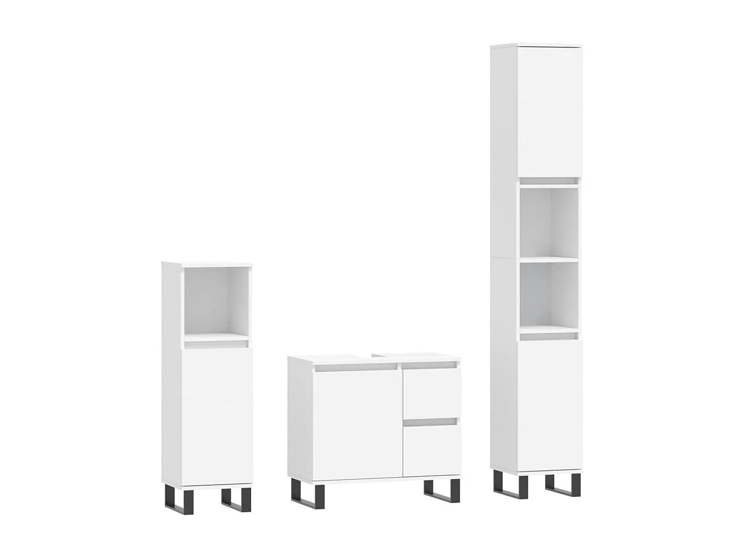 Ensemble de meubles salle de bain 3 pcs blanc bois d'ingénierie FR96943