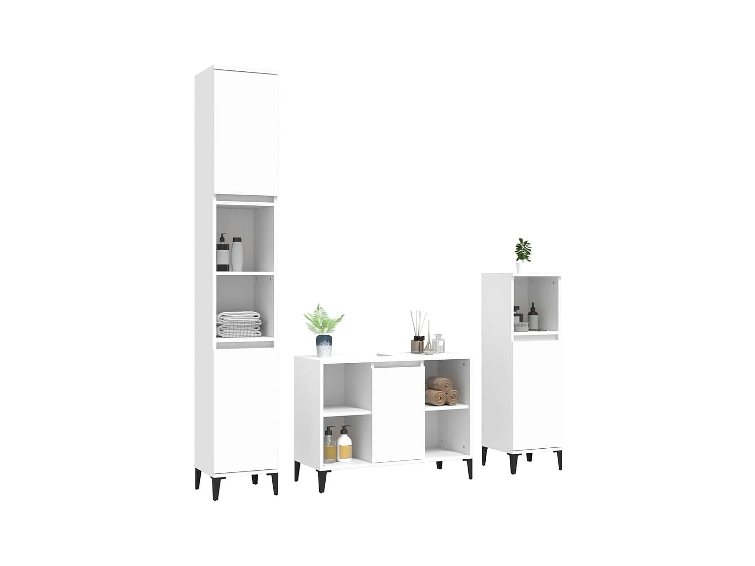 Ensemble de meubles salle de bain 3 pcs blanc bois d'ingénierie FR83516