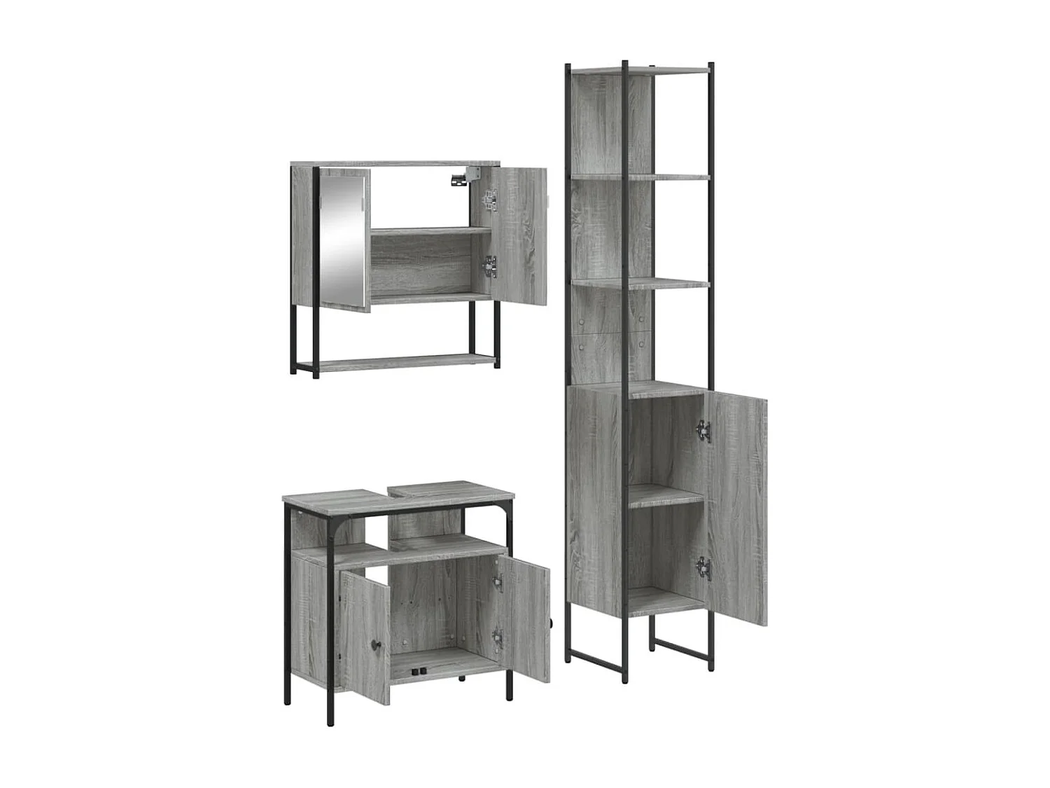 Ensemble de meubles salle de bain 3 pcs Sonoma gris FR54304