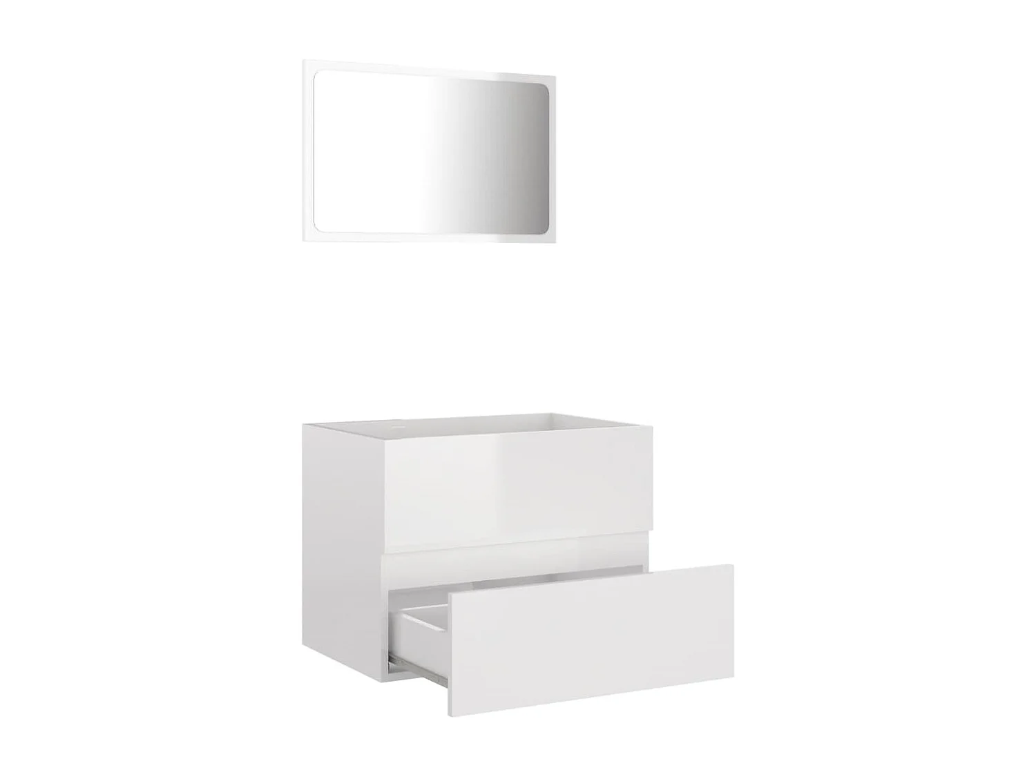 Set muebles de baño 2 piezas madera contrachapada blanco brillo ES168042