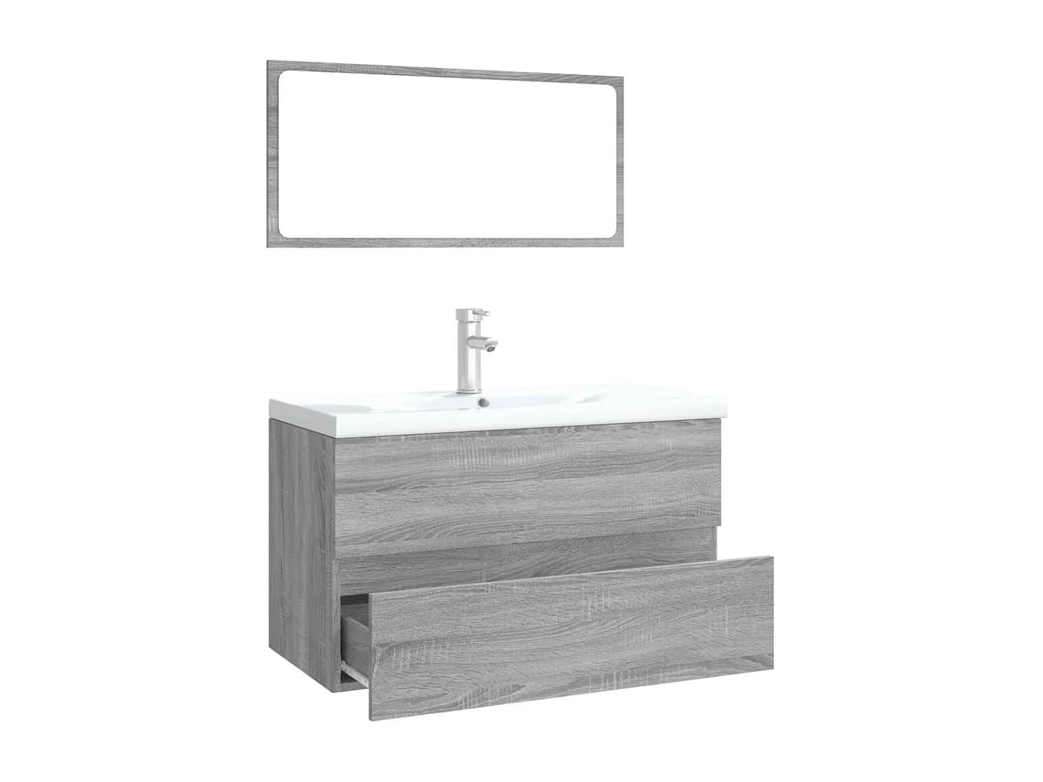 Conjunto móveis casa de banho derivados de madeira sonoma cinza PT902239