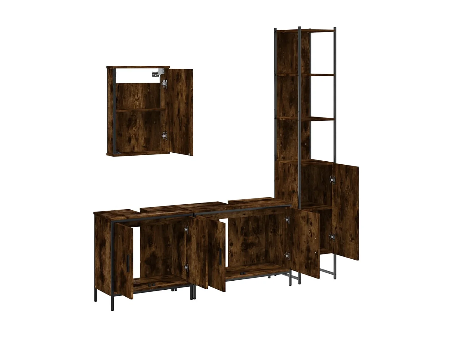 Ensemble de meubles salle de bain 4 pcs Chêne fumé Bois FR10627