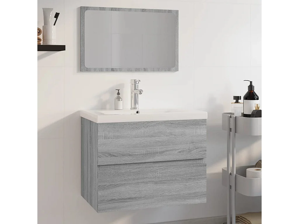 Set de muebles de baño madera contrachapada gris Sonoma ES722683