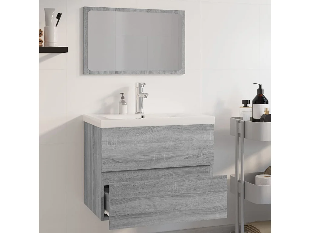 Set de muebles de baño madera contrachapada gris Sonoma ES722683