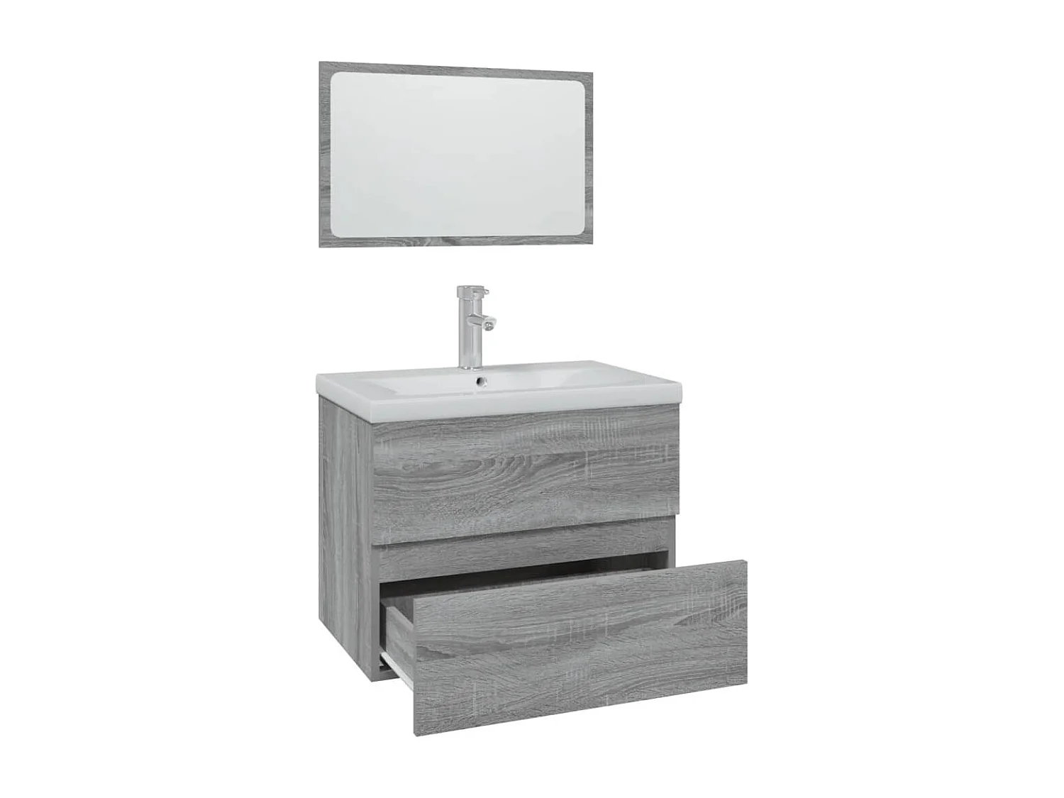 Set de muebles de baño madera contrachapada gris Sonoma ES994919