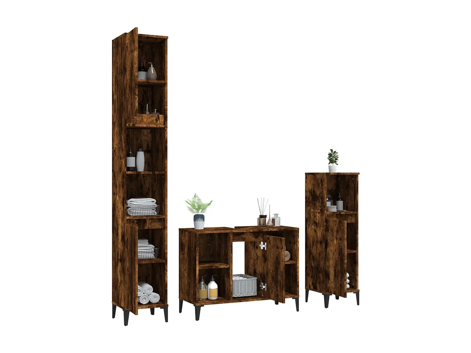 Ensemble de meubles salle de bain 3 pcs Chêne fumé FR71606