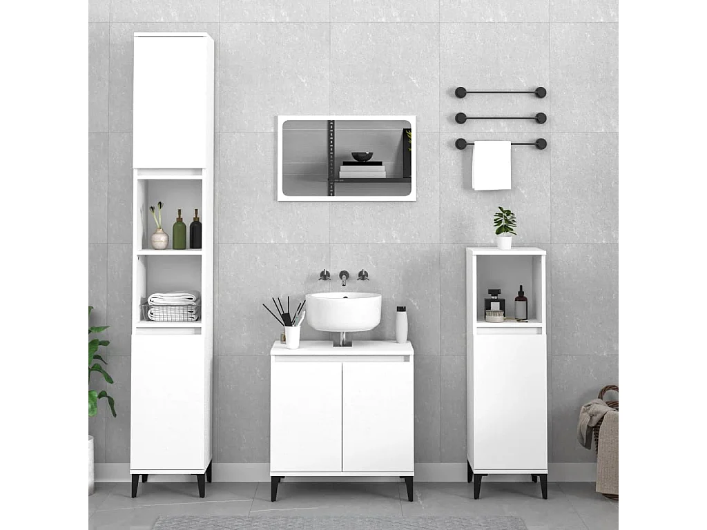 Juego de muebles de baño 3 pzas madera contrachapada blanco ES245074