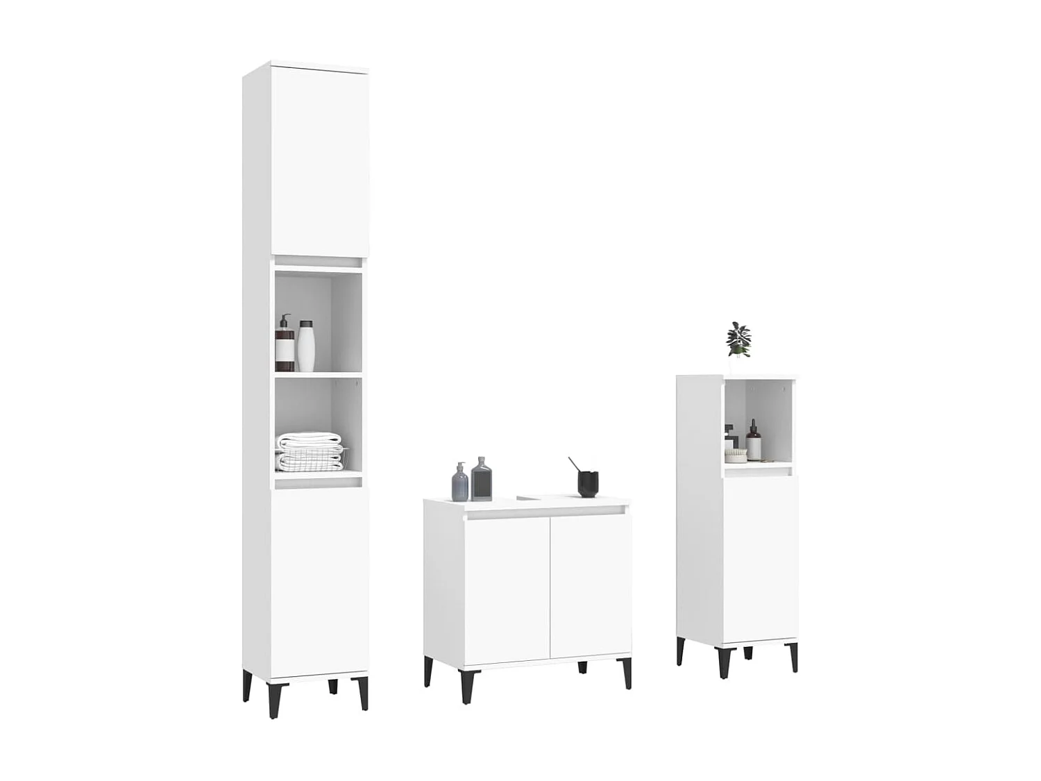 Juego de muebles de baño 3 pzas madera contrachapada blanco ES245074