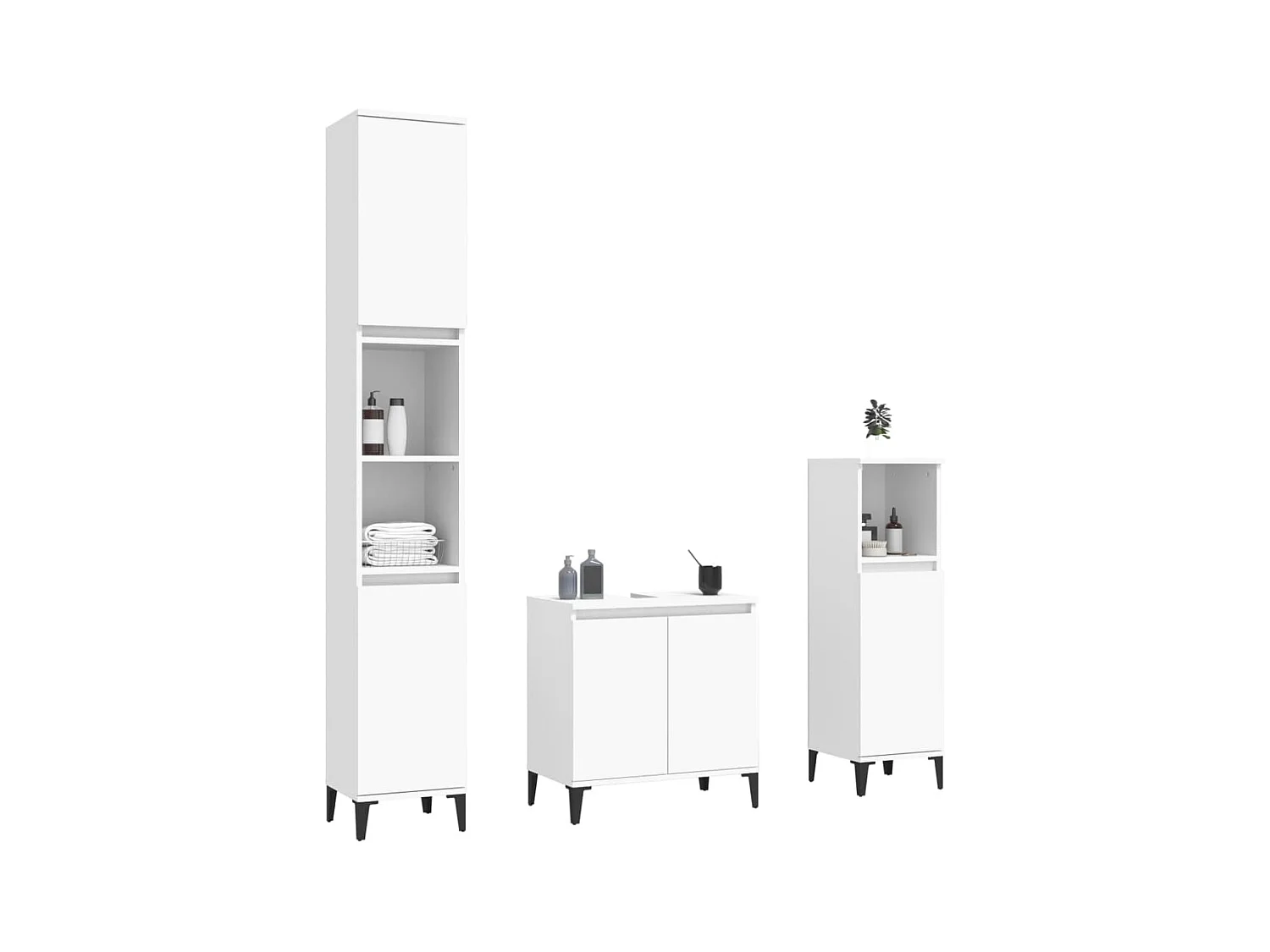 Ensemble de meubles salle de bain 3 pcs blanc bois d'ingénierie FR17199