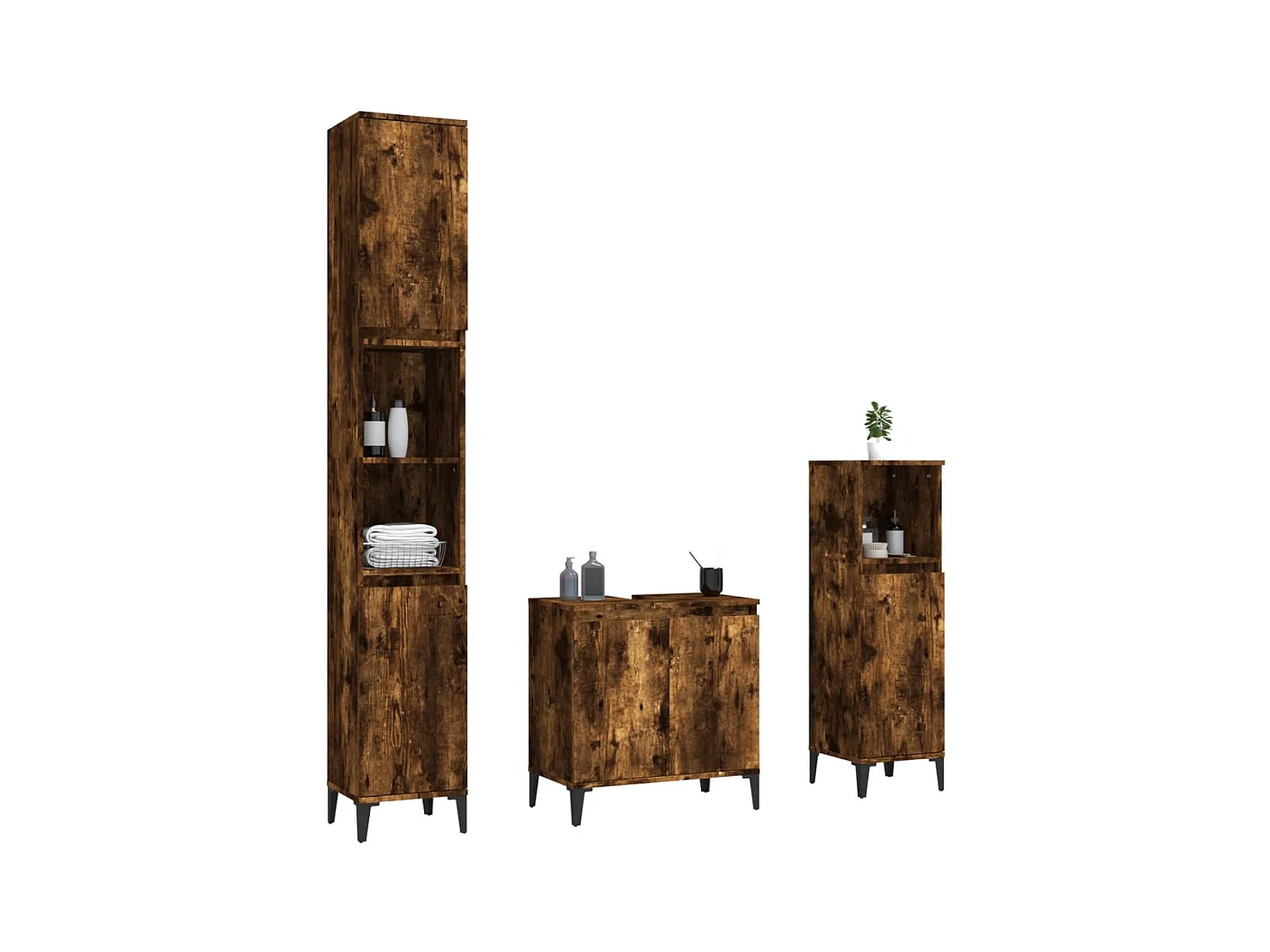 Ensemble de meubles salle de bain 3 pcs Chêne fumé FR63617
