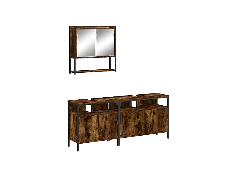 3-delige Badkamermeubelset bewerkt hout gerookt eikenkleurig BE278676