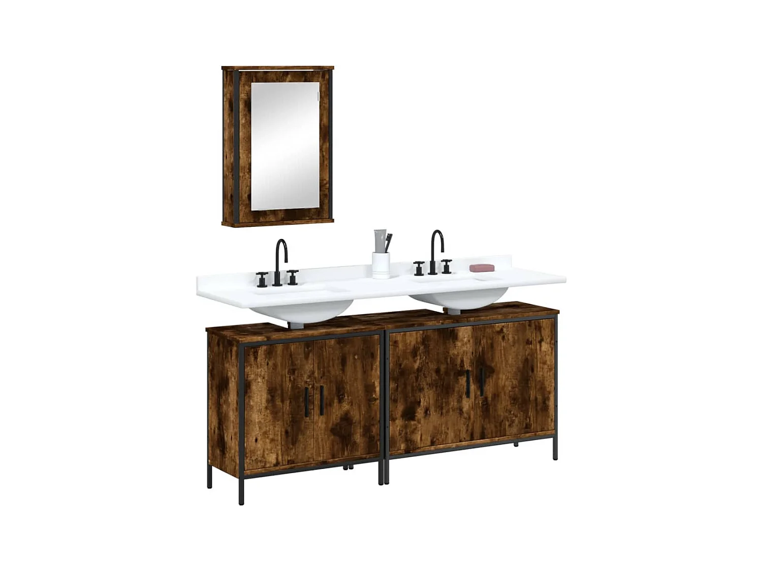 Set de muebles baño 3 pzas madera contrachapada roble ahumado ES706409