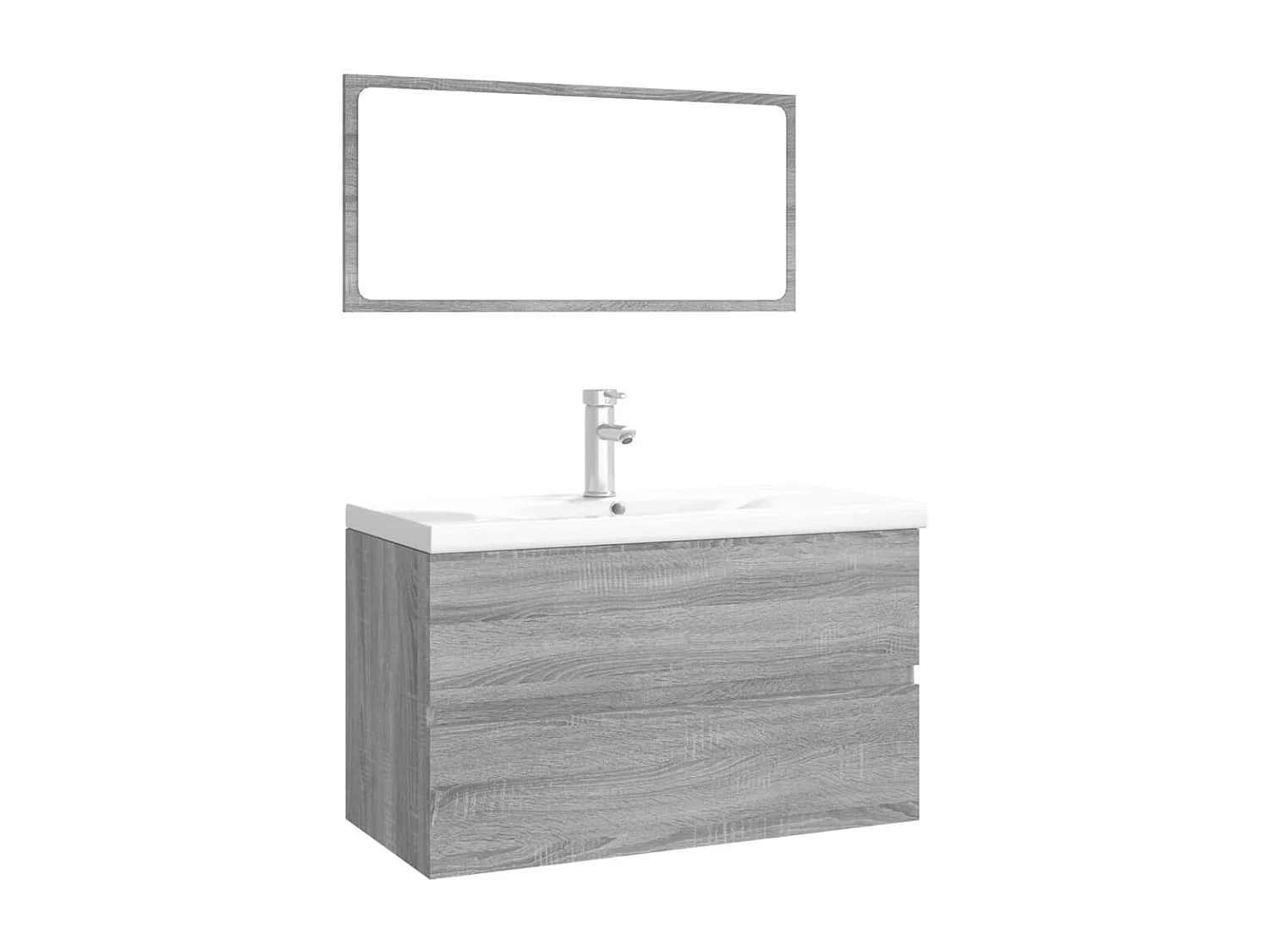 Set de muebles de baño madera contrachapada gris Sonoma ES167988