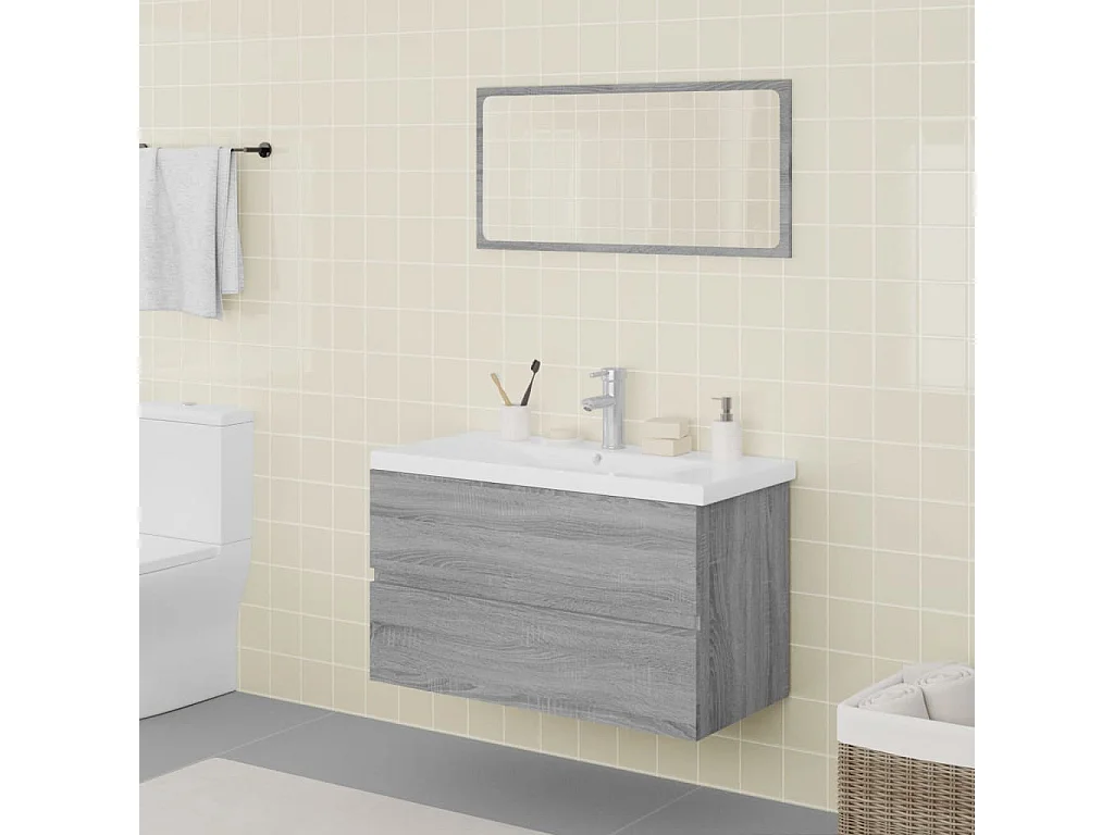 Ensemble de meubles salle de bain Sonoma gris Bois d'ingénierie FR87985