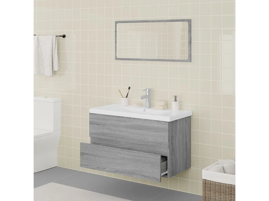 Ensemble de meubles salle de bain Sonoma gris Bois d'ingénierie FR87985