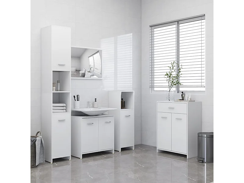 Juego de muebles de baño 4 piezas blanco ES985623