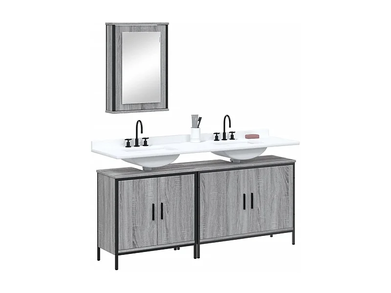 Ensemble de meubles salle de bain 3 pcs Sonoma gris FR37485