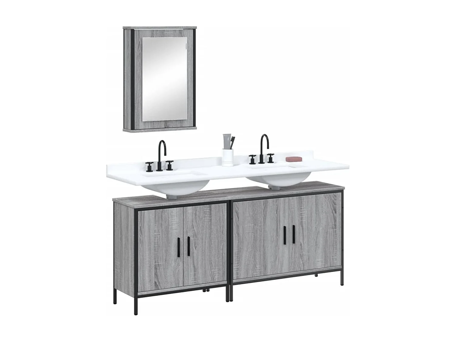 Ensemble de meubles salle de bain 3 pcs Sonoma gris FR37485