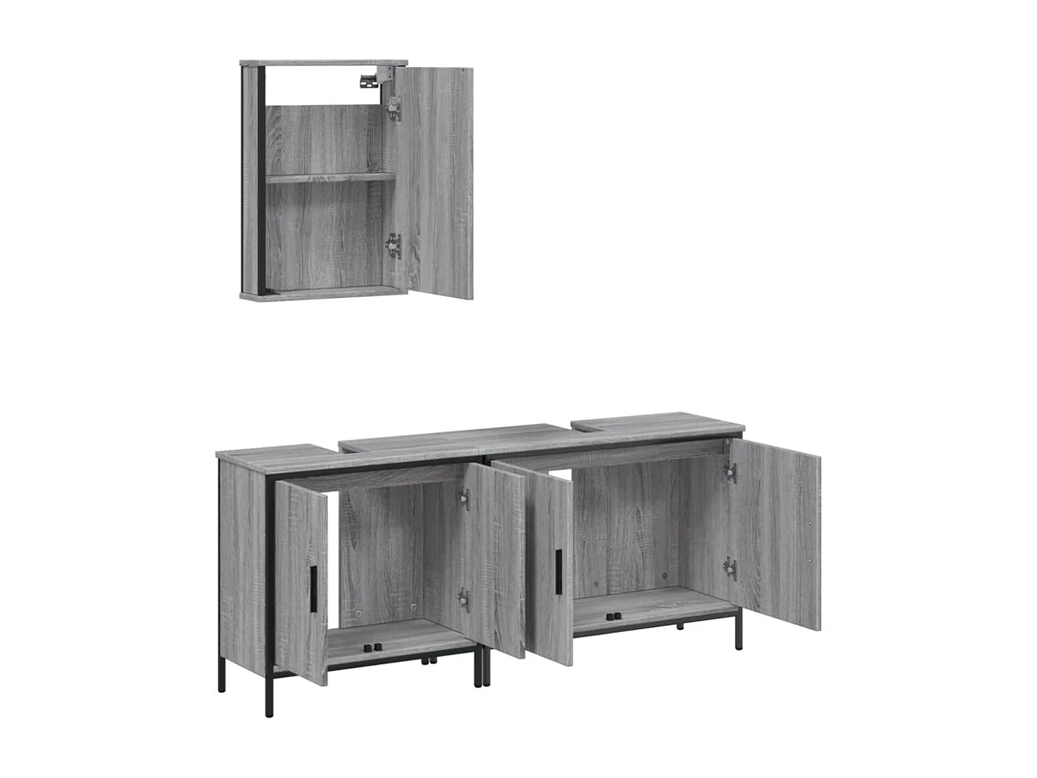 Ensemble de meubles salle de bain 3 pcs Sonoma gris FR37485