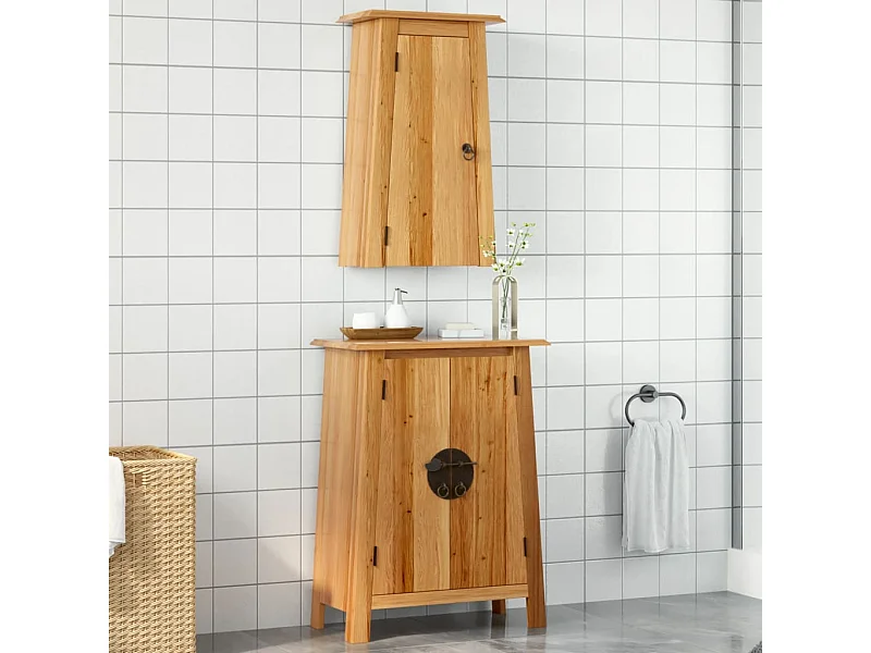 Ensemble de meubles salle de bain 2 pcs bois de pin massif FR37150