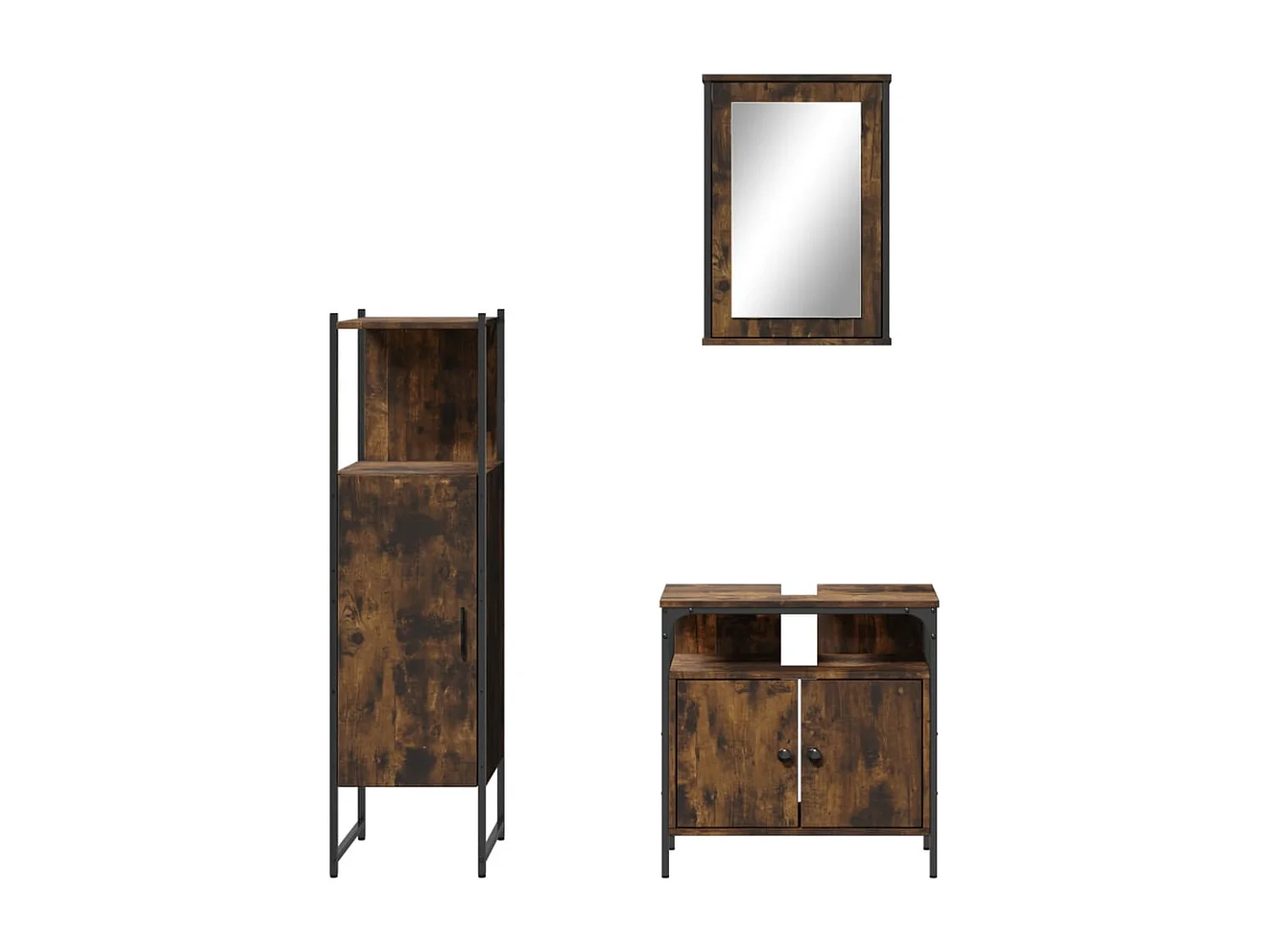 Ensemble de meubles salle de bain 3 pcs Chêne fumé FR74163