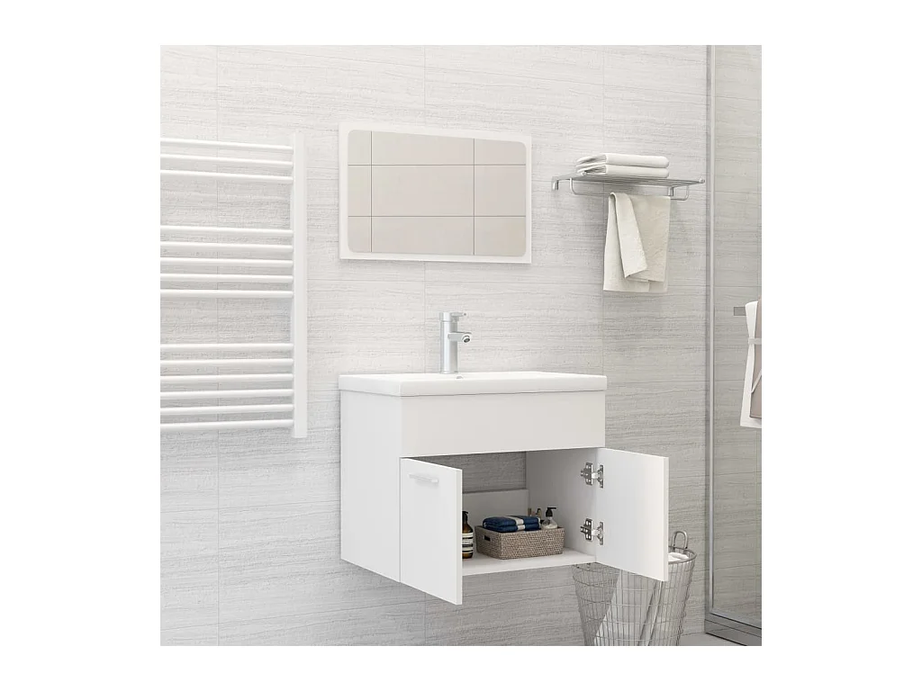Ensemble de meubles salle de bain Blanc Aggloméré FR21271