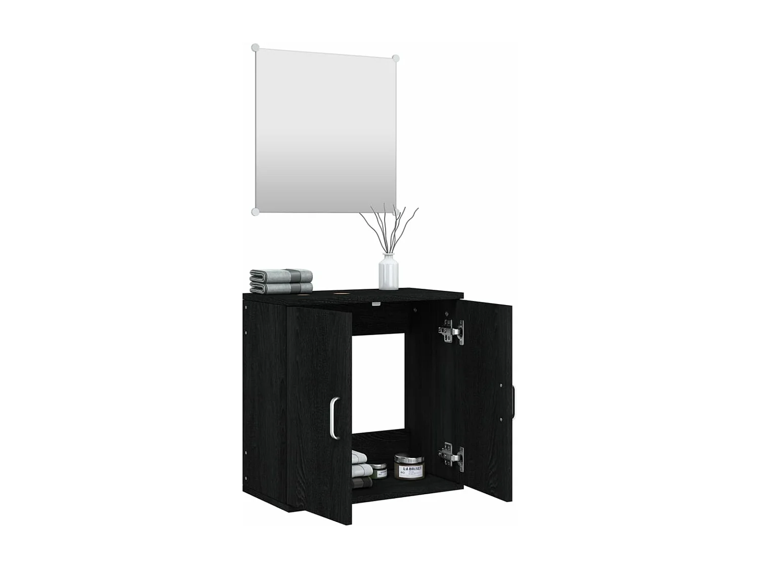 Ensemble de meubles salle de bain 2 pcs noir bois d'ingénierie FR41178