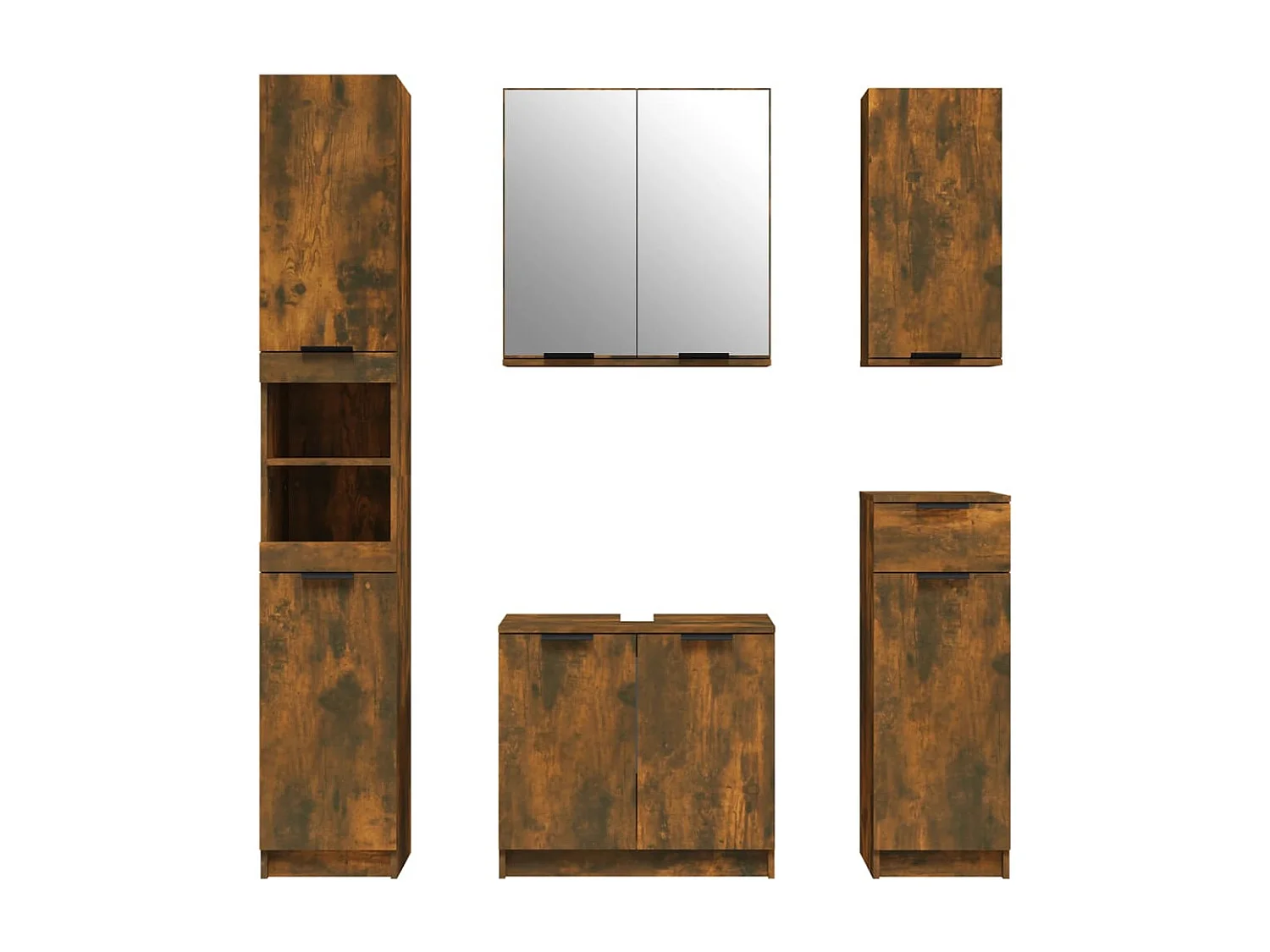 Ensemble de meubles salle de bain 5 pcs Chêne fumé Bois d'ingénierie FR93070