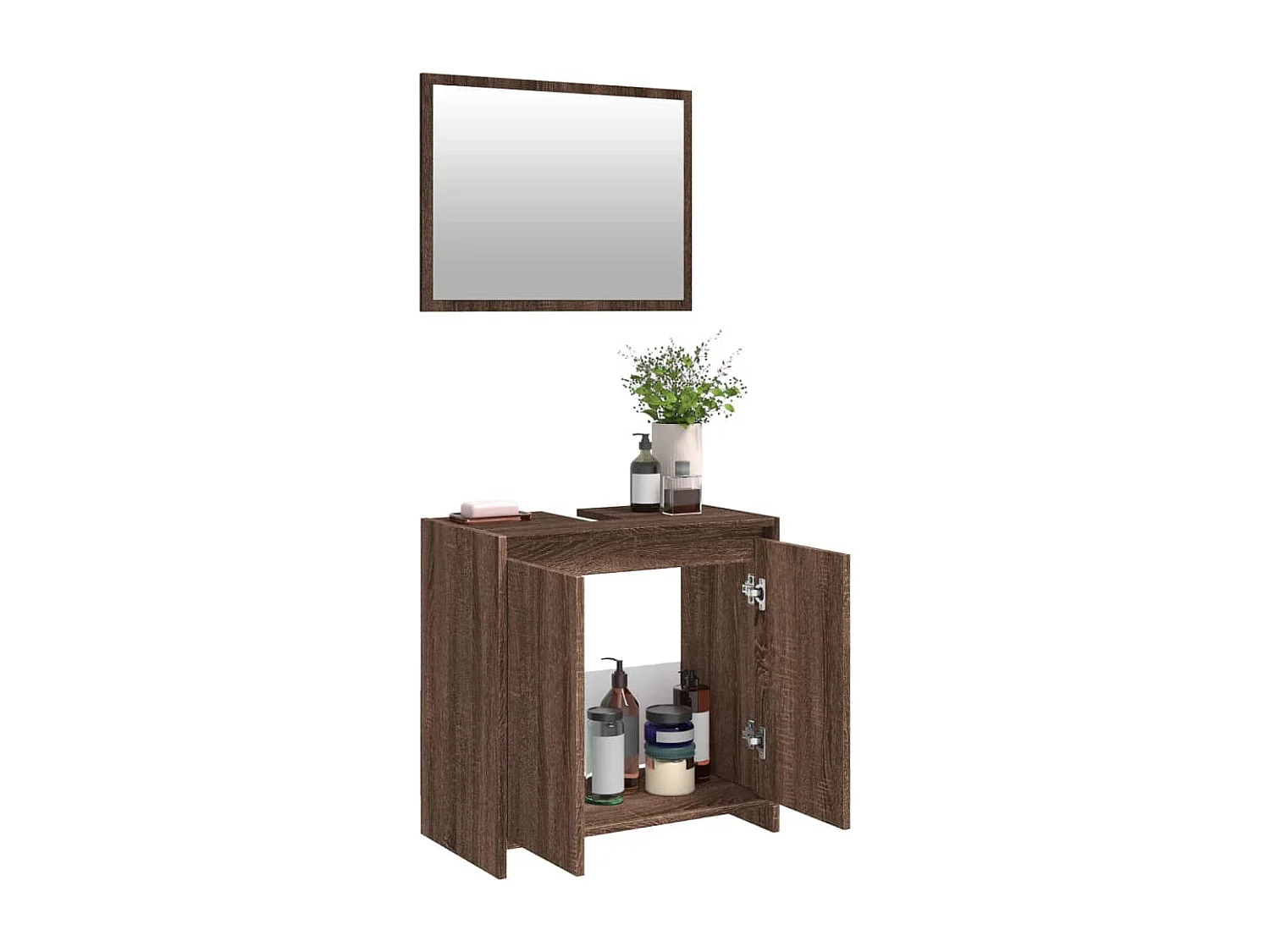 Set de muebles baño 2 pzas madera contrachapada marrón roble ES421941