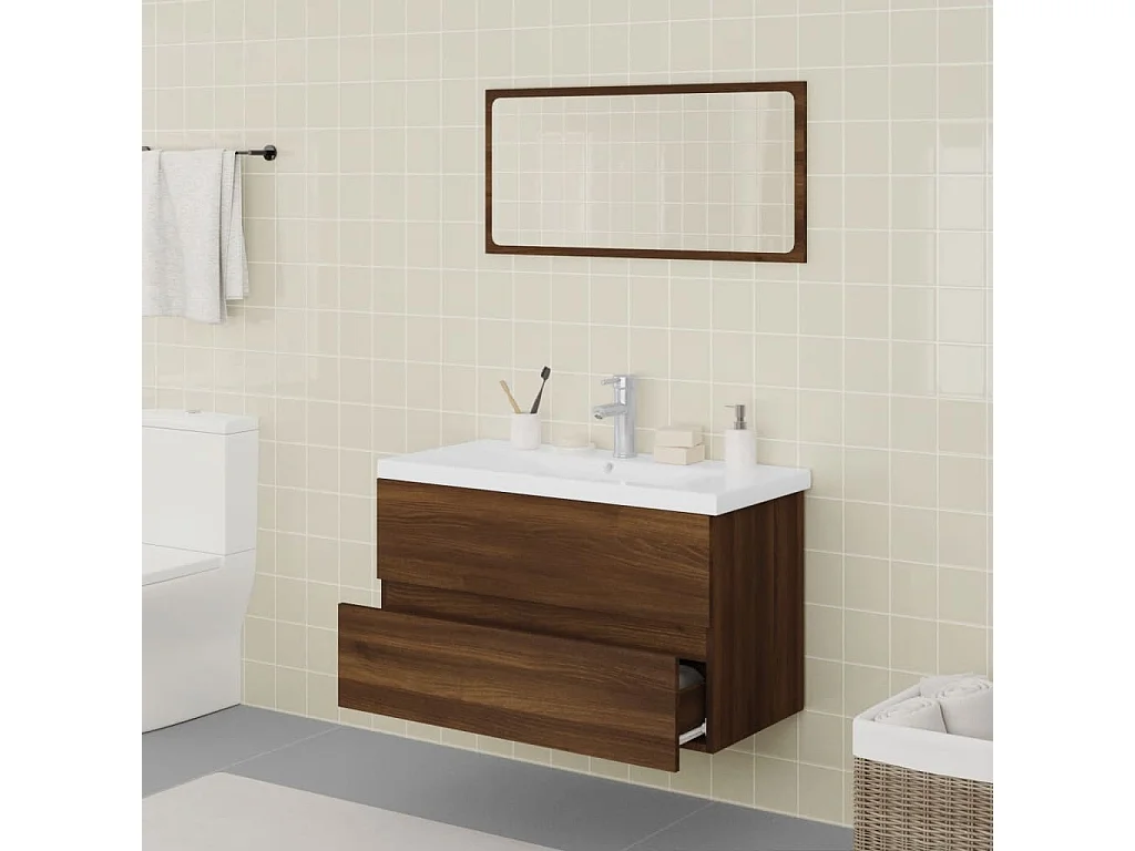 Ensemble de meubles salle de bain Chêne marron Bois d'ingénierie FR20616