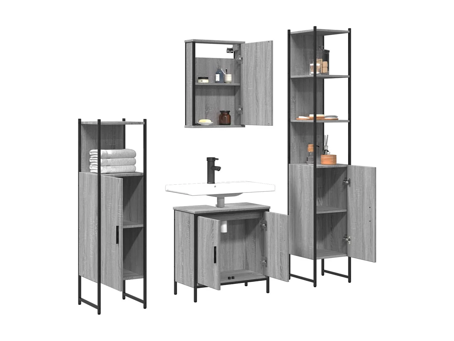 Ensemble de meubles salle de bain 4 pcs Sonoma gris FR86557