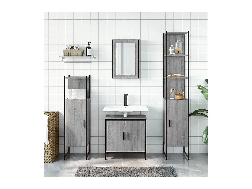 Ensemble de meubles salle de bain 4 pcs Sonoma gris FR86557