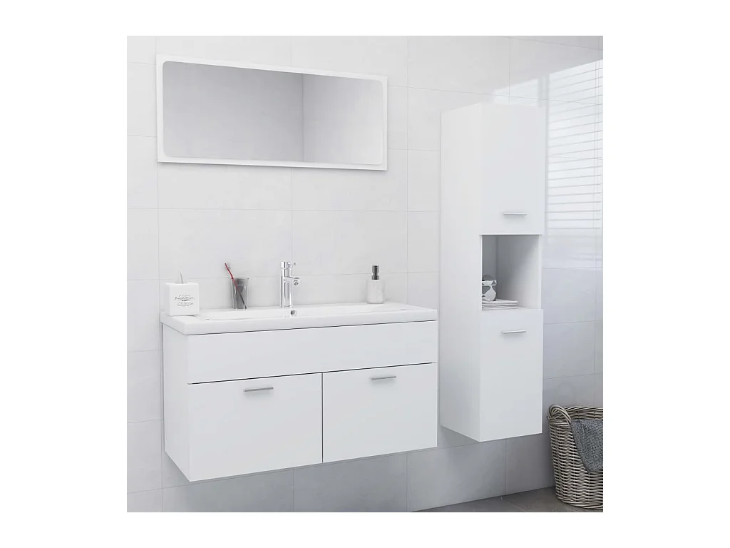 Juego de muebles de baño madera de ingeniería blanco ES333220