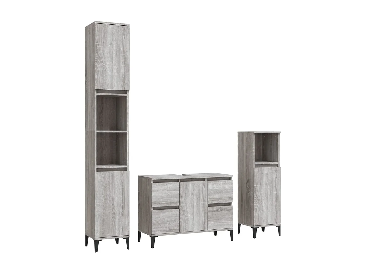 Set de muebles de baño 3 pzas madera contrachapada gris sonoma ES613221