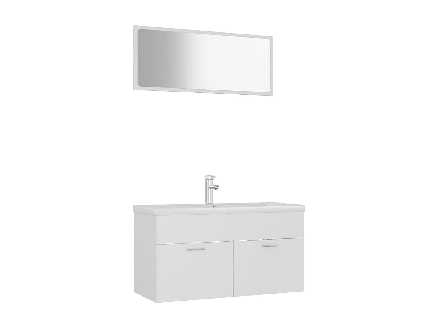 Conjunto de móveis de casa de banho contraplacado branco PT984872