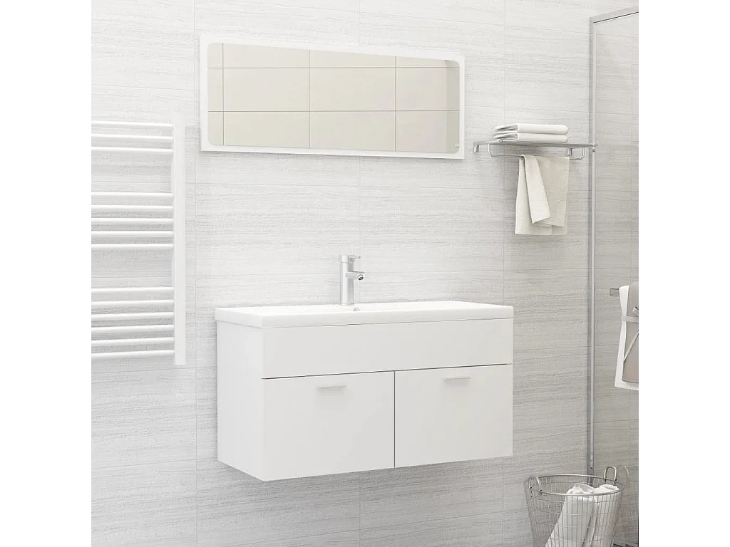 Ensemble de meubles salle de bain Blanc Bois d'ingénierie FR81094