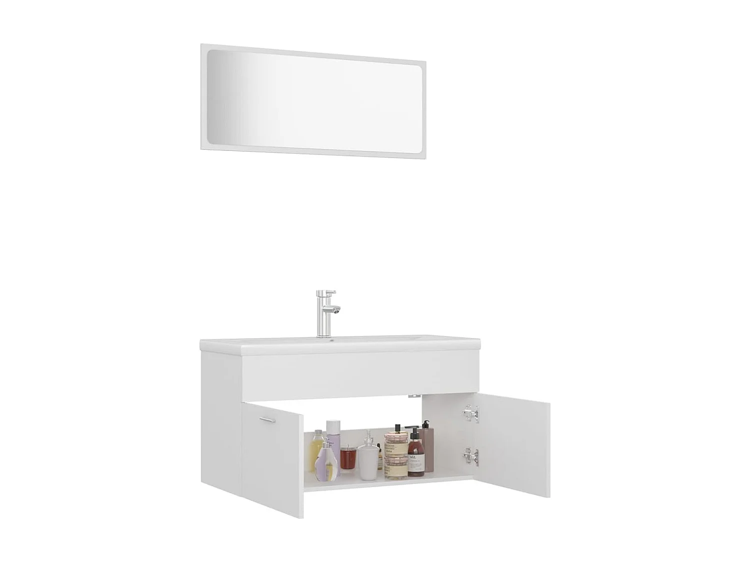 Ensemble de meubles salle de bain Blanc Bois d'ingénierie FR81094