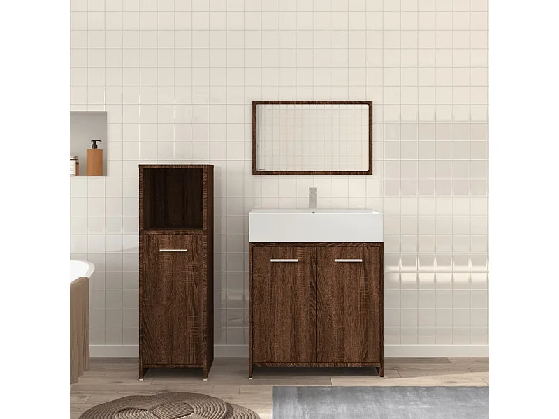 Ensemble de meubles salle de bain 3 pcs Chêne marron FR99561