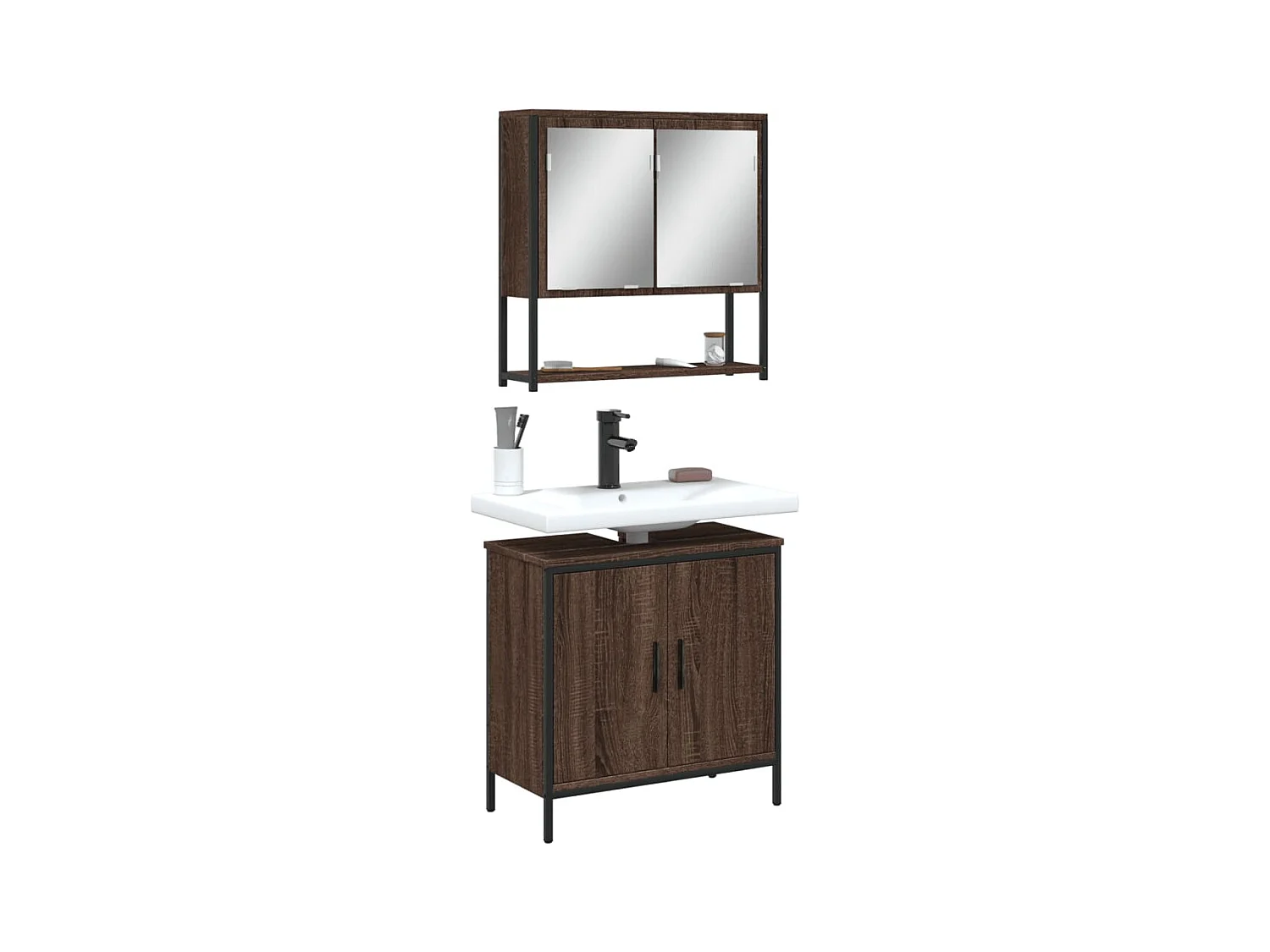 Ensemble de meubles salle de bain 2 pcs Chêne marron FR14672